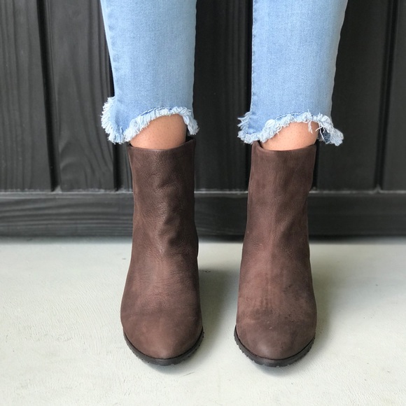 Brown Distressed Leather Hidden Wedge Short Boot - Picture 5 of 8